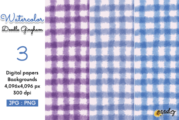 Download Watercolor Doodle Gingham Backgrounds - Background Collection