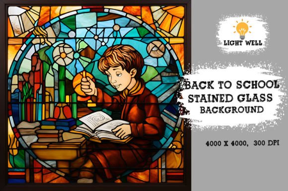 Download Stained Glass Back to School Background - Background Collection