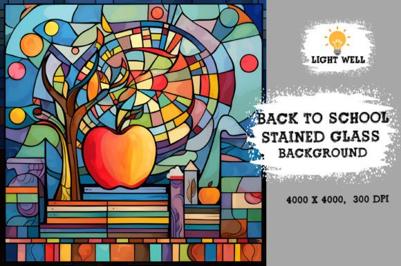 Download Stained Glass Back to School Background - Background Collection