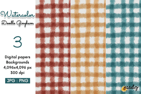 Download Watercolor Doodle Gingham Backgrounds - Background Collection