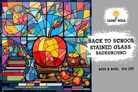Download Stained Glass Back to School Background - Background Collection