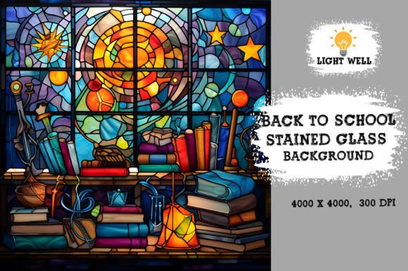 Download Stained Glass Back to School Background - Background Collection